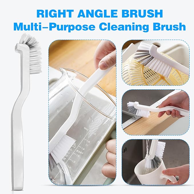 Multi-Purpose Hard Bristle Brush Set, Crevice Cleaning Brush Kit for Deep Cleaning Kitchen, Bathroom, Grout, Sink, Cup, Teapot, Bottle, Blender, Corners, Tight Spaces, 9 Pack