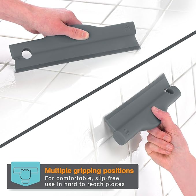 Polder Swipe Squeegee, Window Cleaner with Silicone Blade, Shower Squeegee with Flexible Handle, Ideal for Car, Kitchen, Bathroom, Shower Mirror, and More, Cleaning Supplies, Gray