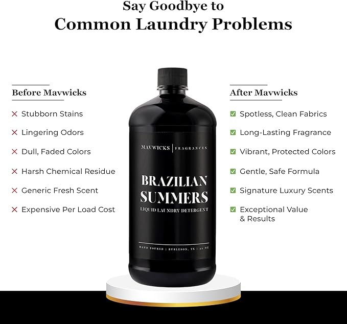 Laundry Liquid Detergent (Brazilian Summers) - 32 Oz Laundry Perfume Bottle for Men & Women, Stain & Odor Remover, Deep Clean, Long-Lasting Fragrance and Freshness for All Fabrics