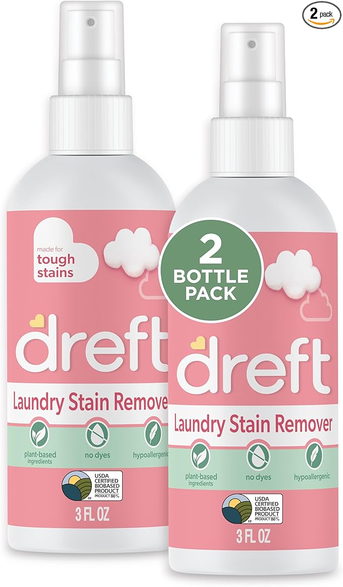 Dreft Stain Remover for Baby Clothes and Hypoallergenic Baby Stain Remover Spray, Travel Size Stain Treater, 3 Fl Oz ( Pack of 2)