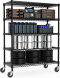 M MZG 53" W Garage Shelving 5 Tier Industrial 2200LBS Metal Shelving Units for Commercial, Basement, Pantry, Warehouse, School, Black Heavy Duty Easy Assembly 53.2" W x 23.6" D x 73.6" H