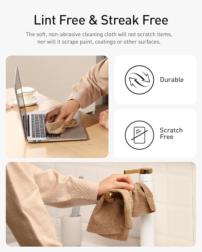 Fantasticlean Microfiber Cleaning Cloth Roll -75 Pack, Tear Away Microfiber Towels, 12" x 12", Reusable, Washable, Scratch Free, Ultra Absorbent for All-Around Cleaning Supplies (TAN)