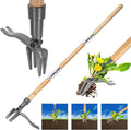 Weed Puller-Stand Up Weed Puller Tool,Adjustable 44-31.5" Bamboo Handle with Heavy Duty 4-Claw Cast Steel Head - Foot Step Design, No Bending Required - Garden & Yard Weeder
