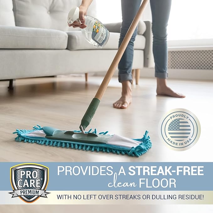 ProCare Citrus Floor Cleaner - Vinyl, Wood, Tile & Laminate Floor Cleaner for Mopping, Cleaning Solution Concentrate Floor Cleaner with Citrus Aroma, 32oz Spray Bottle + 8oz Concentrated Bottle Bundle