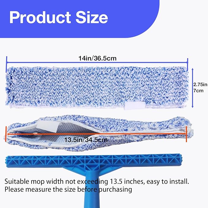 4 Pack 14" Microfiber Window Scrubber Refill Replacement Compatible with Unger 966540 Professional Scrubber Refill Sleeve, Reusable Squeegee Cloth Sleeve for MR.SIGA Professional Window Cleaning