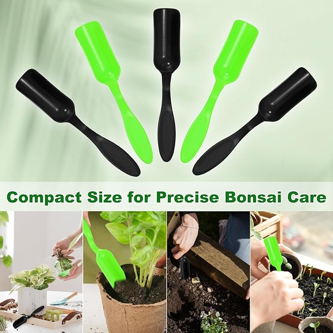 10-Pack Mini Gardening Shovel Spoon, Plastic Garden Soil Scoops for Cultivation Digging Transplanting/Flower Planting/Plant Succulent, Colorful Small Gardening Tools [Black, Green]