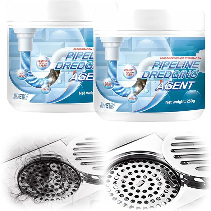 Drain Clog Remover, Powerful Pipe Dredging Agent, Sink Drain Cleaner for Kitchen Bathroom, Unclogging Solution for Pipes, Toilets & Showers (2)