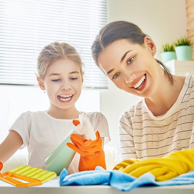 Geiserailie 1 Pcs Window Venetian Blind Cleaner Duster Tool Washable 7 Fingers Dusting Cleaner and Air Vent Shutter Brush Blinds Air Conditioner Fan Duster Dirt Housekeeping Tool (Orange)