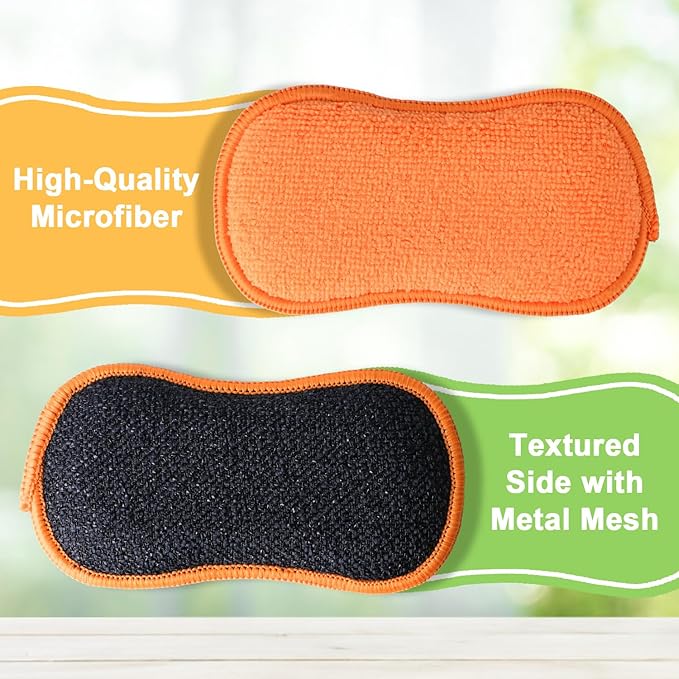 GLIMGLINT 12Pack Dish Sponges Kitchen, Non-Scratch Microfiber Sponges for Cleaning, Reusable Dish Sponge for Dishes, Pots and Pans (Multicolor)