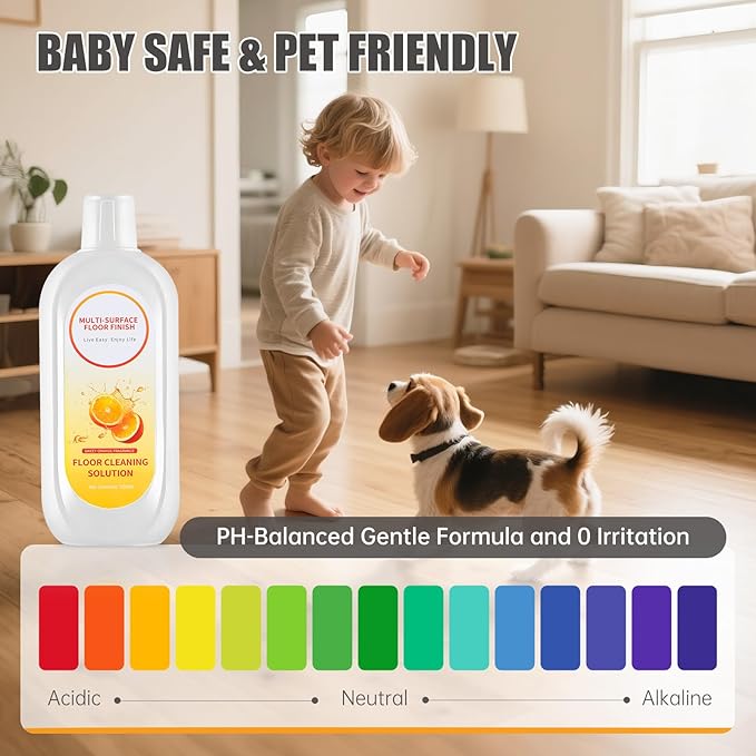 Floor Cleaning Solution Compatible with Tineco iFLOOR Series, All Robot Vacuums & Wireless Wet-Dry Mops, 2 Bottle Floor Cleaner Refill, Orange Scent