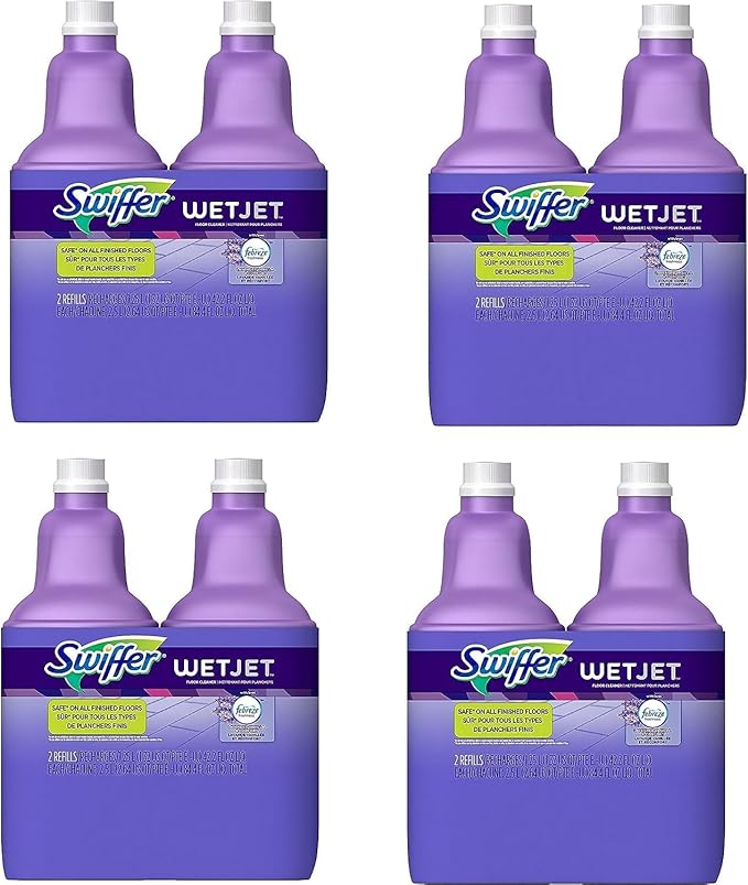 Swiffer WetJet Multi-Purpose Floor and Hardwood Cleaner Solution with Febreze Refill, Lavendar Vanilla and Comfort Scent, 1.25 Liter, OKpFMr 8 pack