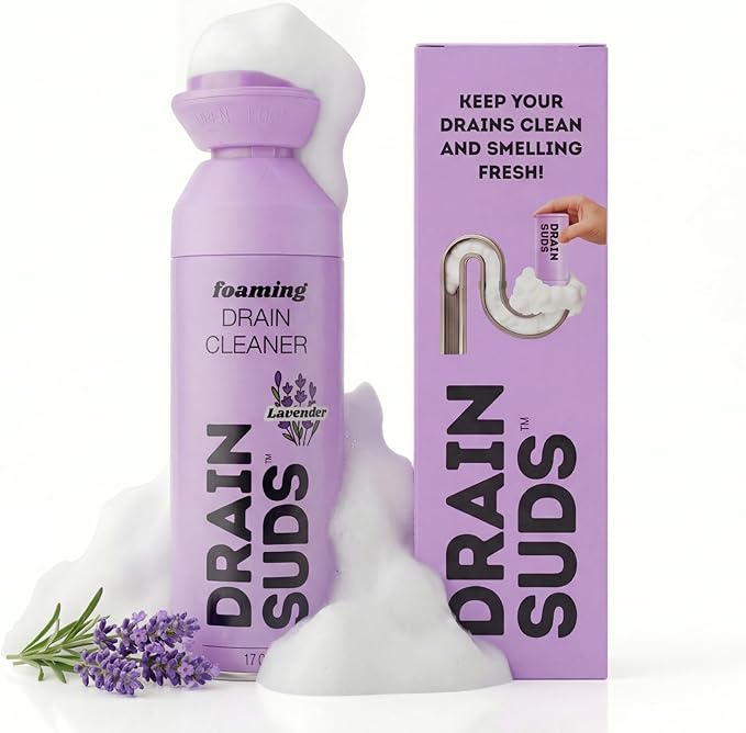 Foaming Drain Cleaner, Sink Cleaner and Deodorizer, Drain Clog Remover for Kitchen Sinks, Bathrooms, Shower Drains, Tubs, Washbasin, Clogged Pipe Opener, Lavender, 1 Pack