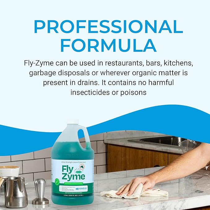 Fly-Zyme, Highly Concentrated Enzyme Drain Cleaner for Pipes, Drain Gel for Fruit Flies, Organic Waste Degrader & Odor Neutralizer, 1 Gallon