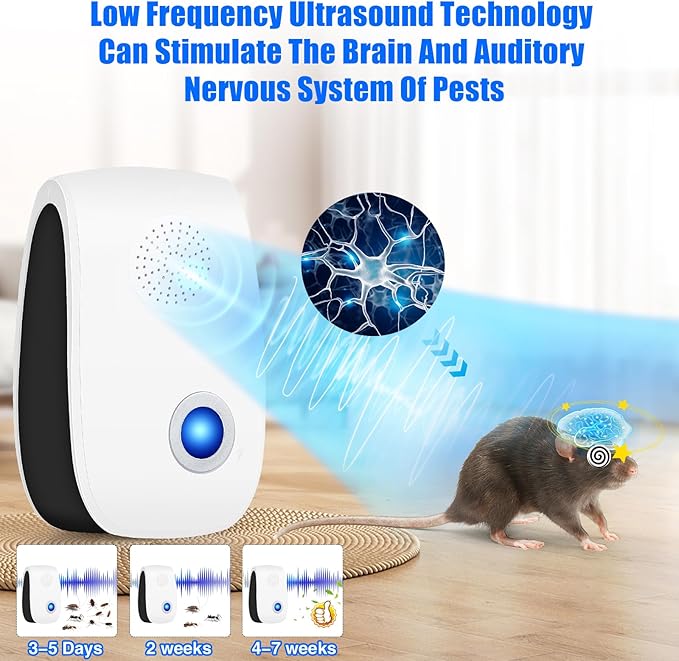 Ultrasonic Pest Repeller, 8 Pack Rodent Repellent Plug in Mice Repellent Indoor, Pest Defense Plug in Device, Bye Critter Sonic Pest Control for Mice Rat Roach Cockroach Spider Bug Insect
