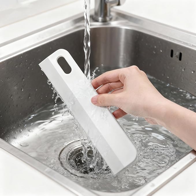 8.6" Bathroom Squeegee Kitchen Countertop Squeegee for Shower Small Silicone Squeegees for Glass Doors Window Cleaning Scraper for Mirror Sink Counter Bathroom, White Grey