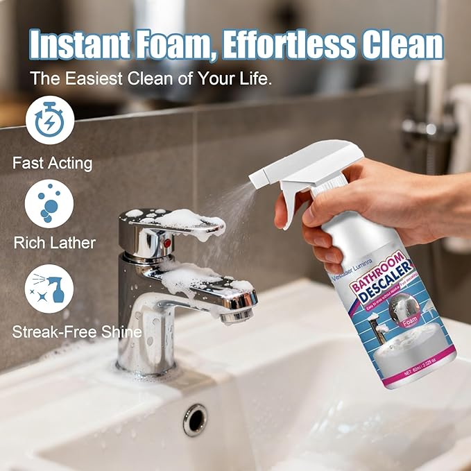 Bathroom Descaler Foam Cleaner Spray, Stubborn Stains Cleaner, Bathroom Foam Cleaner All Purpose, Bathrooms Sink Cleaner Foam (2)