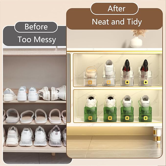CiBiZi Clear Shoe Slots Organizers 6Pack Shoe Stacker Organizer for Closet Shoe Stackers for a Pair of Shoes Shoe Display Shelf Shoe Rack Holders Space Saver Organizador de Zapatos Clear