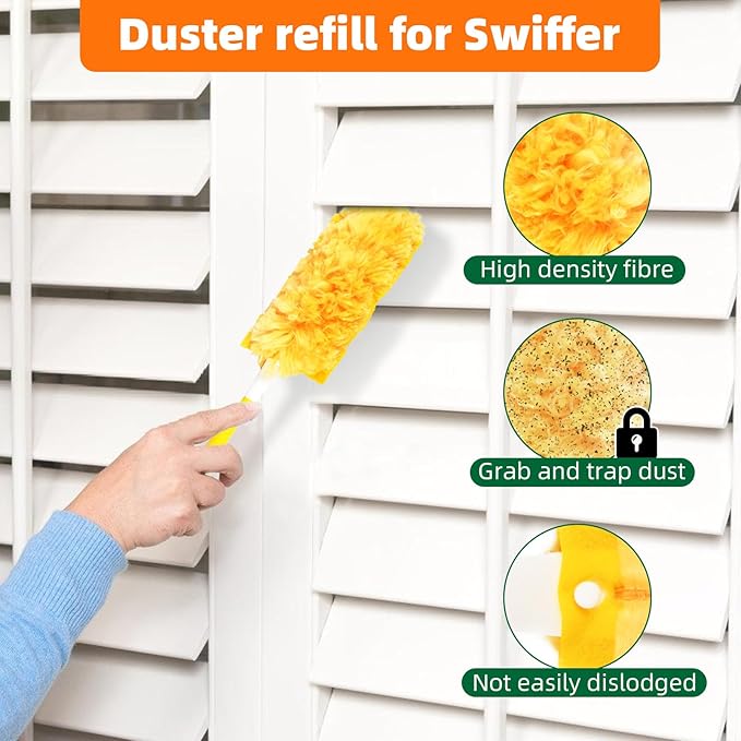 30 Pack 360 Dusters Refills for Swiffer® Dusters, Unscented Heavy Duty Duster Kit Disposable Dusters Refills with 1 Handle for Cleaning Furniture, Blinds, Ceiling Fans