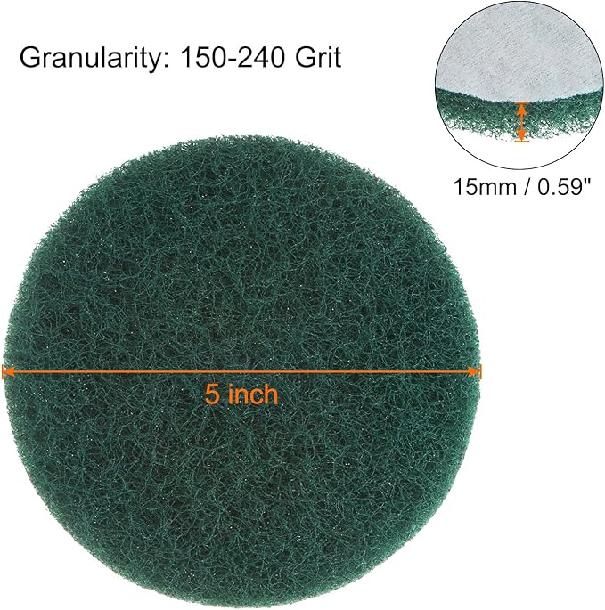 HARFINGTON 10pcs Drill Power Brush 5 inch Tile Scrubber Scouring Pads 150-240 Grit for Bathroom Kitchen Household Cleaning