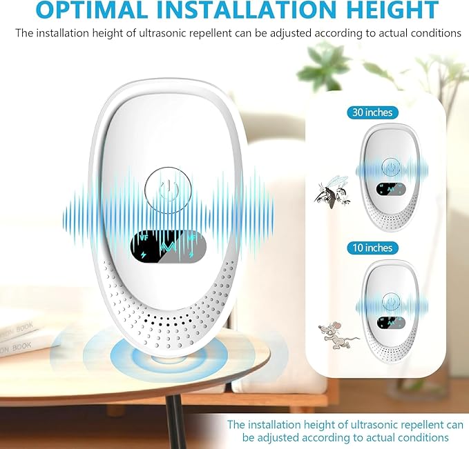 2025 Upgraded Ultrasonic Repeller & Insect Indoor Repeller, Mouse Repellent Ultrasonic Plug in for Rodent, Roach, Bugs, Ant, Electronic Pest Deterrent, 6 Packs, Whtie