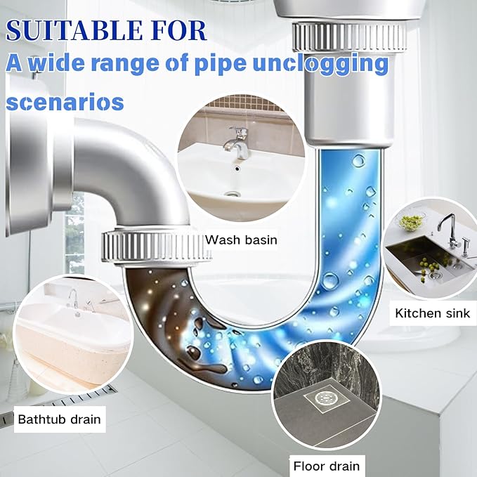 2PCS Powerful Pipe Dredging Agent,Pipeline Dredging Agent,350ml Drain Clog Remover Agent,Unclog Toilet Clog And Kitchen Sink Pipe Unblocker Powder