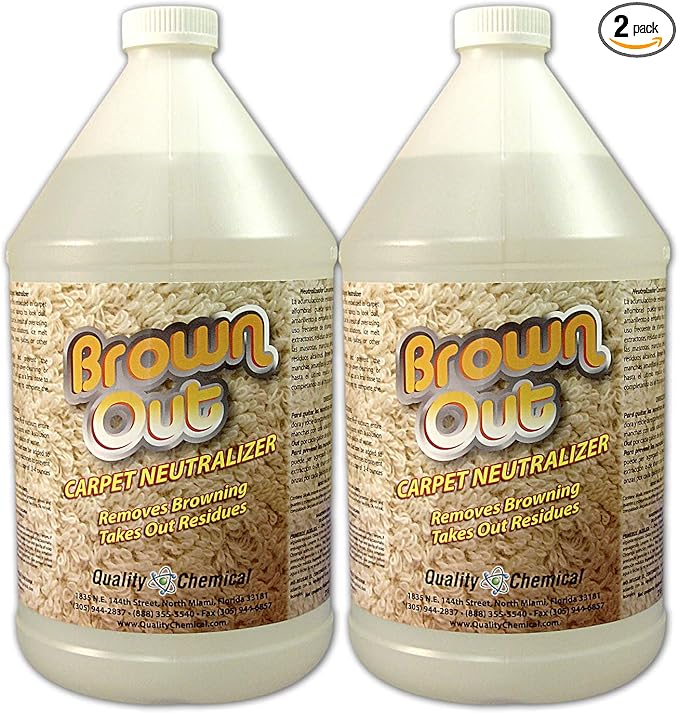 Quality Chemical Brown Out Carpet Stain Remover/Carpet Cleaner Solution for Machine/Carpet Cleaning Solution/Carpet Clean/Rug Cleaner Solution/Carpet Shampoo Cleaner/Rug Shampoo - 128 oz (Pack of 2)
