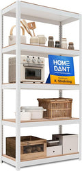 HOMEDANT House 36.2" W 5 Tier Heavy Duty Garage Shelving Adjustable Metal Rack Storage Shelves Standing Shelf Unit Organizers Pantry Closet Office White 1Pack