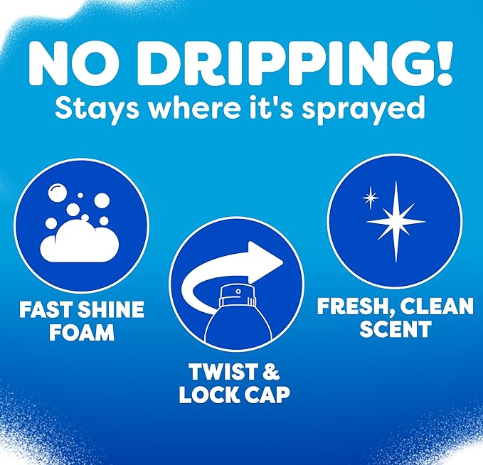 Windex Fast Shine Foam Glass Cleaner, No-Drip Windows, Doors, Mirrors & Countertops Aerosol Cleaning Spray, Streak-Free Shine, Removes Fingerprints, Dust, Dirt, Grime & More 19 oz (Pack of 6)
