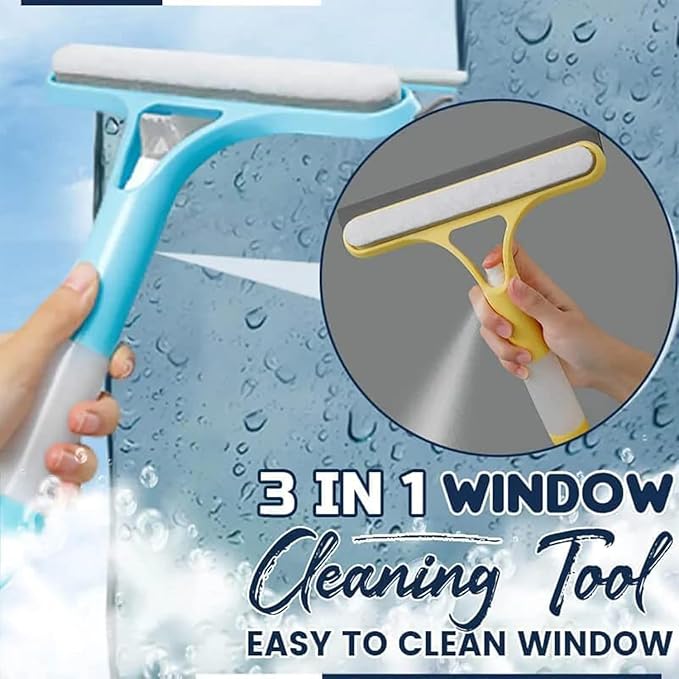 3 in 1 Spray Squeegee, Window Squeegee with Spray 3 in 1 Window Squeegee Cleaner, Easy to Clean Without Streaks for Car, Home, Kitchen Window (White)