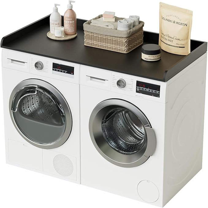 Washer Dryer Countertop, Laundry Room Organization and Storage, 27.6" x 54" Wood Laundry Countertop for Washer and Dryer, Black
