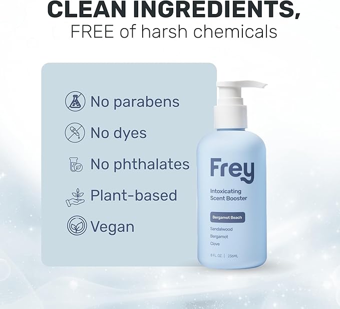 FREY In-Wash Laundry Scent Boosters - Fragrance Booster & Fabric Smell Deodorizer | Odor Eliminator for Fresh Scented Clothes (8 Fl (Pack of 2), Bergamot Beach)