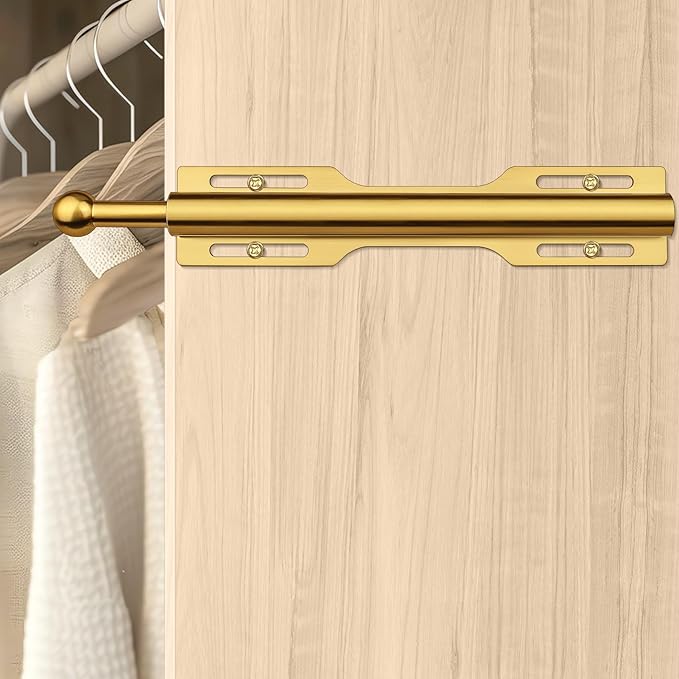 FIRJOY 12" Valet Rod for Closet Pull Out (2 Pack, Brushed Gold)