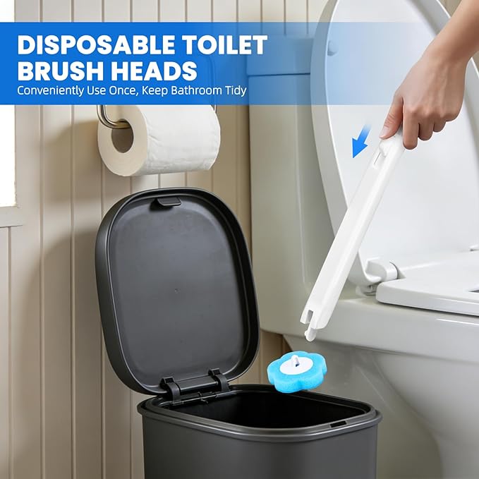 Toilet Bowl Wand Refills, 48 Pcs Disposable Toilet Brush Cleaning Sponges Heads, Not Compatible with Other Wand