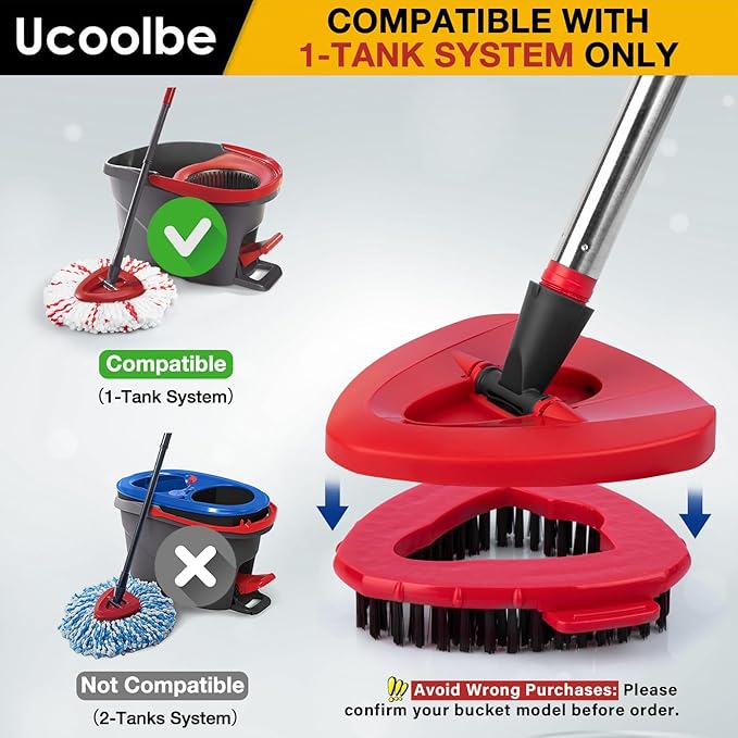 Spin Mop Scrub Brush for O-Cedar EasyWring 1 Tank System, Scrubber Brush Replacement Head with Stiff Bristle, Great for Bathroom, Kitchen, Pool, Glass and Tile Walls, No Include Mop Handle and Base