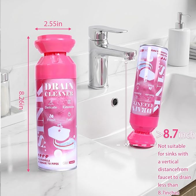 Foaming Drain Cleaner - Sink Cleaner and Deodorizer for Kitchen Sinks, Shower Drains, and Tubs, Monthly Maintenance to Avoid Clogs. (1pcs, coral pink)
