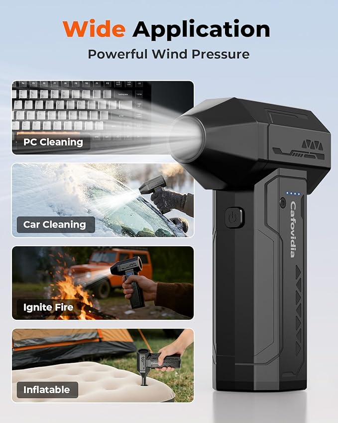 Electric Air Duster- 3 Times The Standard Wind Power, 300000RPM 10000mAh Compressed Air Duster, Brushless Motor, 4-Gear Adjustable, Rechargeable Mini Air Blower for PC, Home, Outdoor, Car