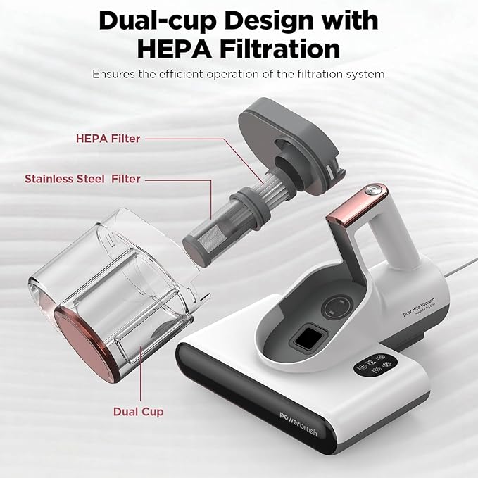 DEVINC Mattress Vacuum Cleaner, 16Kpa 650W Bed Vacuum Cleaner with 245nm UV-C Light& Ultrasonic, 140°F Heat, HEPA Filter, Versatile Handheld Vacuums for Bed, Sofa, Couch, Crib, Beige Corded