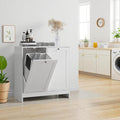 Tilted Laundry Hamper with Removable Baskets Hidden Storage Cabinet Free-Standing Organizer for Bathroom Bedroom White