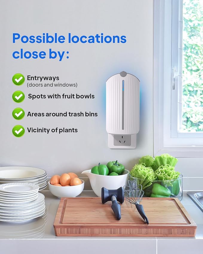Flying Insect Trap, Fruit Fly Trap Plug in Indoor Bug Catcher with 8 Refill for Gnats, Moths, House & Fruit Flies - Refill Compatible with ZevoM364A/Max (2 Devices + 8 Refills)