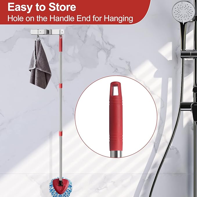 4-Section Spin Mop Replacement Handle, Mop Handle Compatible with Ocedar Spin Mop, 2.5-to-5 Foot Easy Cleaning Floor Mop Stick for Floor Cleaning