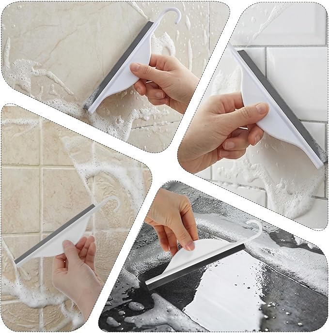 Tiny Bathroom Mirror Squeegee for Shower Glass, Silicone Shower Squeegee with Hanging Hook, Handy Water Blade Mini Squeegees, Wiper Scraper Cleaner Tool for Cleaning Window Glass Sink Counter