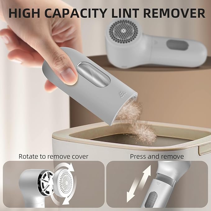 Buywoo Fabric Shaver, Electric Lint Remover, Rechargeable Lint Shaver, Household Essentials for Clothes, Upholstery, Furniture, Sweater Defuzzer to Remove Pilling, Battery Operated, Birch