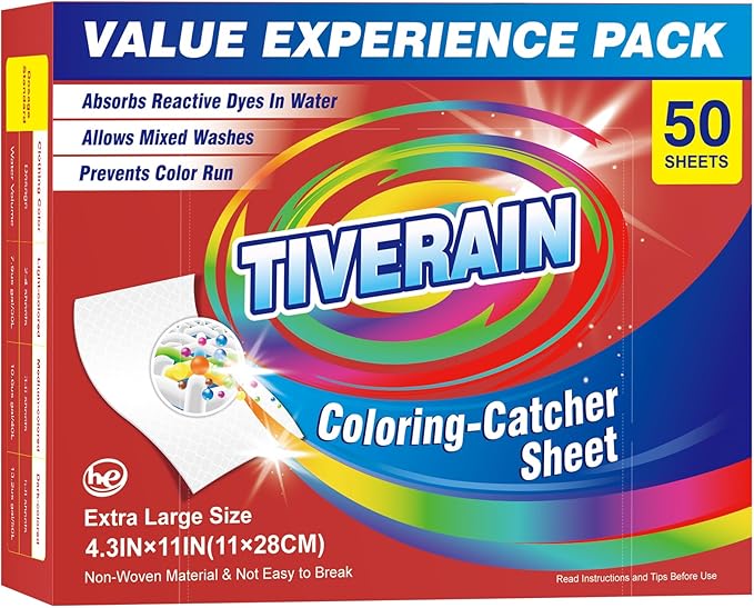 50pcs Laundry Color Catcher Sheets,Color Grabbers Dye Grabbing Sheets,Allow Mixed Washes and Prevents Color Runs,Fragrance Free Color Absorber Sheets for Washer No Fluorescent Agent
