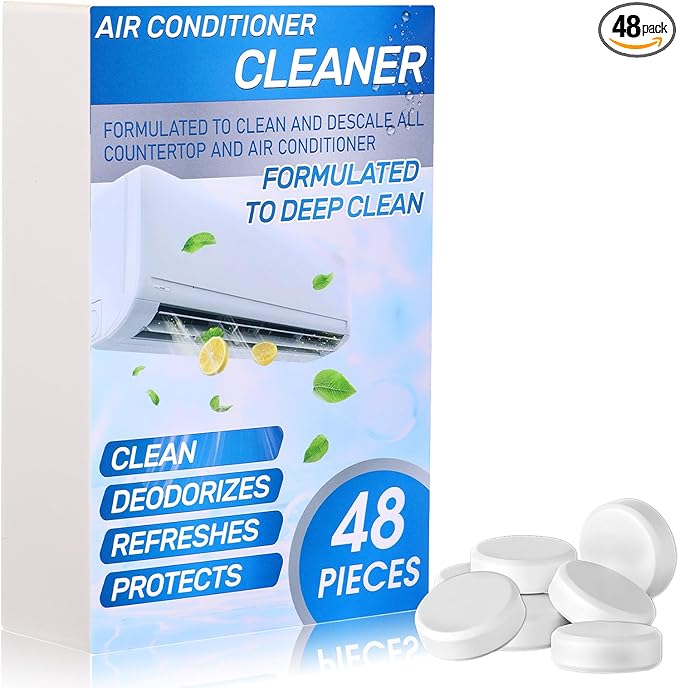 48 Pcs Ac Drain Pan Tablets Upgraded Drain Line Cleaner Air Conditioner Condensate Pan Tablets for Ac Units, Prevents Overflow, No Odors for HVAC Systems, Mini-splits, Dehumidifiers
