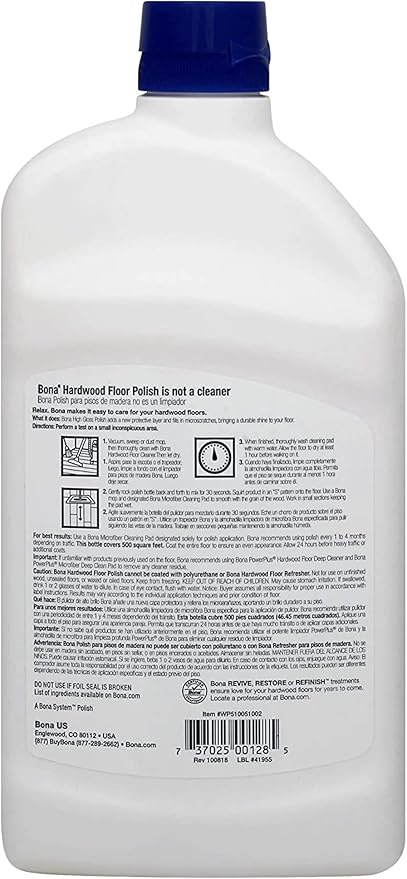 Bona Hardwood Floor Polish - High Gloss, 36 oz, Packaging may vary