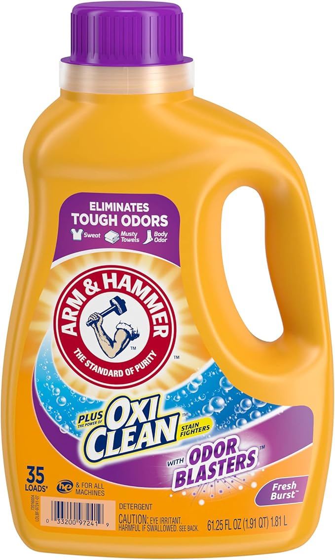Arm & Hammer Plus OxiClean Odor Blasters Fresh Burst, 35 Loads Liquid Laundry Detergent, 61.25 Fl oz
