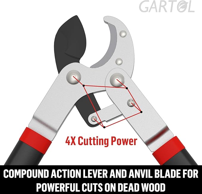 GARTOL 29" Heavy Duty Anvil Lopper, 2-Inch Cutting Capacity Tree Branch Cutter with Compound Action, Effortless Power Loppers for Hardwood & Dry Branches, Ergonomic Non-Slip Handles