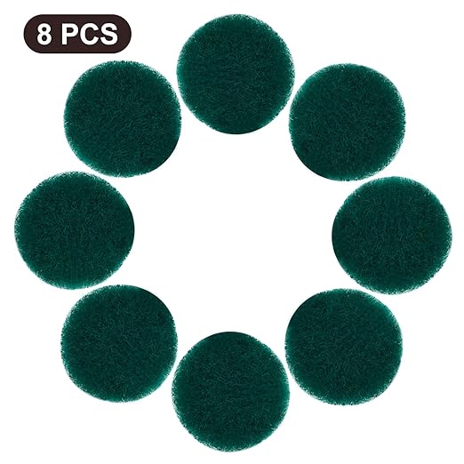 BokWin 8 Pcs 5 Inch Round Scouring Pads Drill Scrubber Pads Hook and Loop Scuff Pads for Clean Polishing(Green)