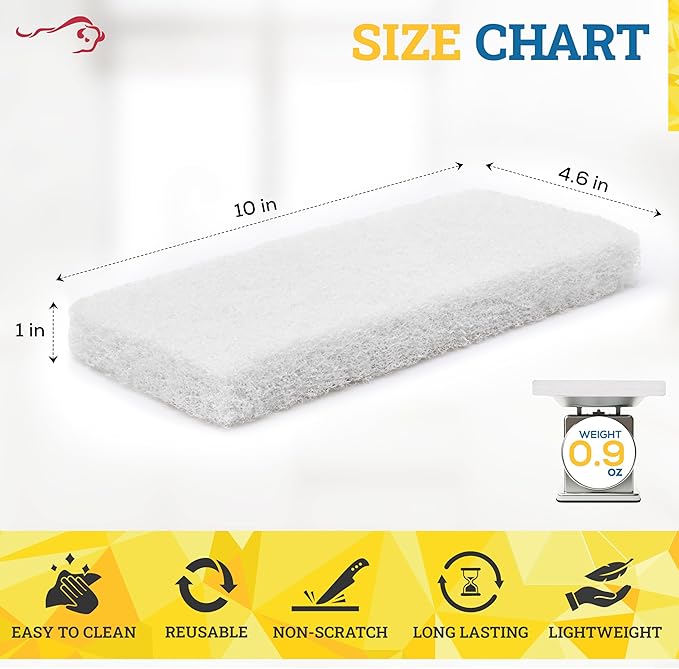 KLEEN HANDLER Light White Cleaning Pad | Multipurpose Household Scrub, Non-Scratch for Delicate Surfaces (Pack of 5)