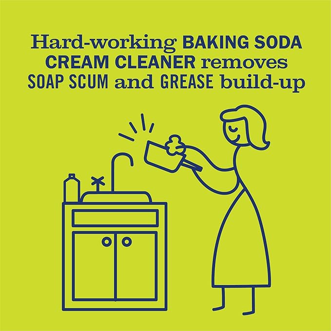 MRS. MEYER'S CLEAN DAY Baking Soda Cream Cleaner, Cuts Grease, Scratch-Free Polish, Lemon Verbena, 16 Fl Oz, Pack of 1
